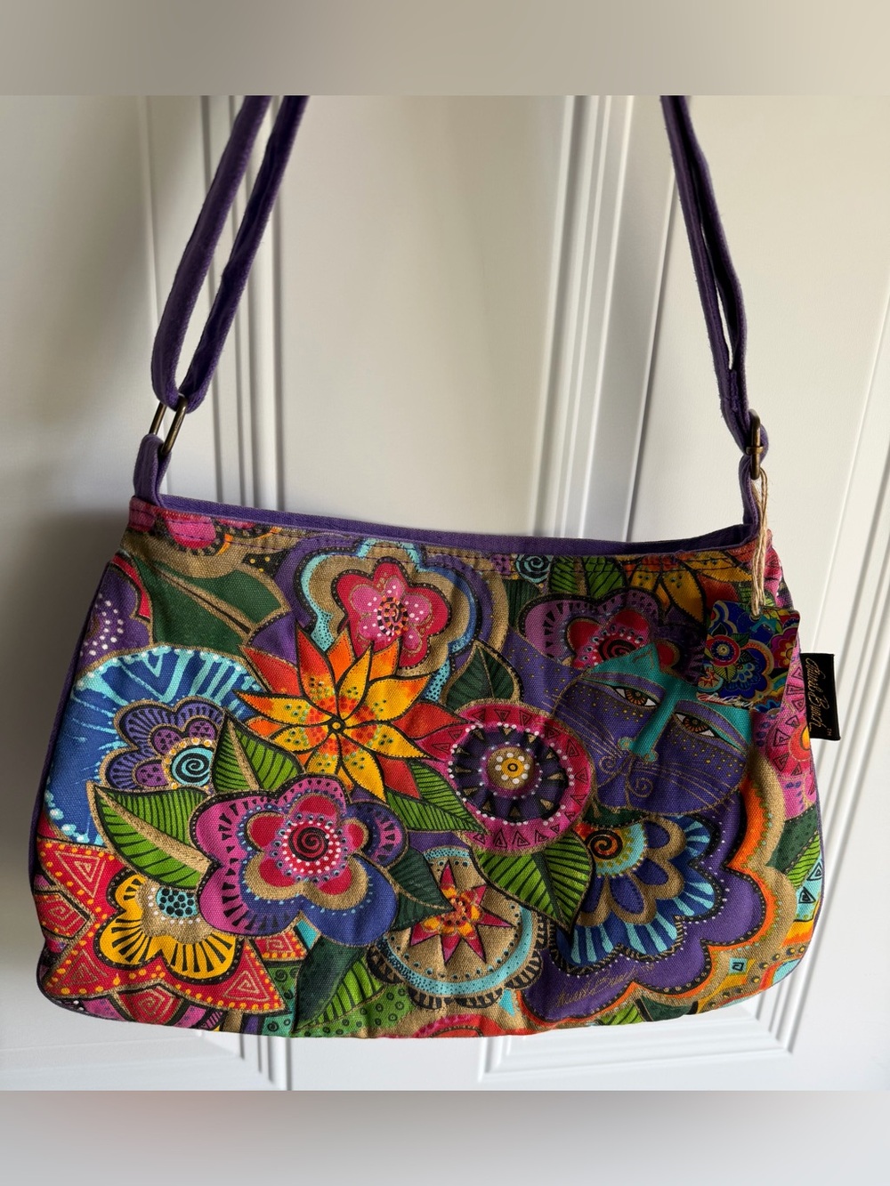 Vintage/Retired Laurel Burch "Carlotta's Garden" Medium Crossbody Bag